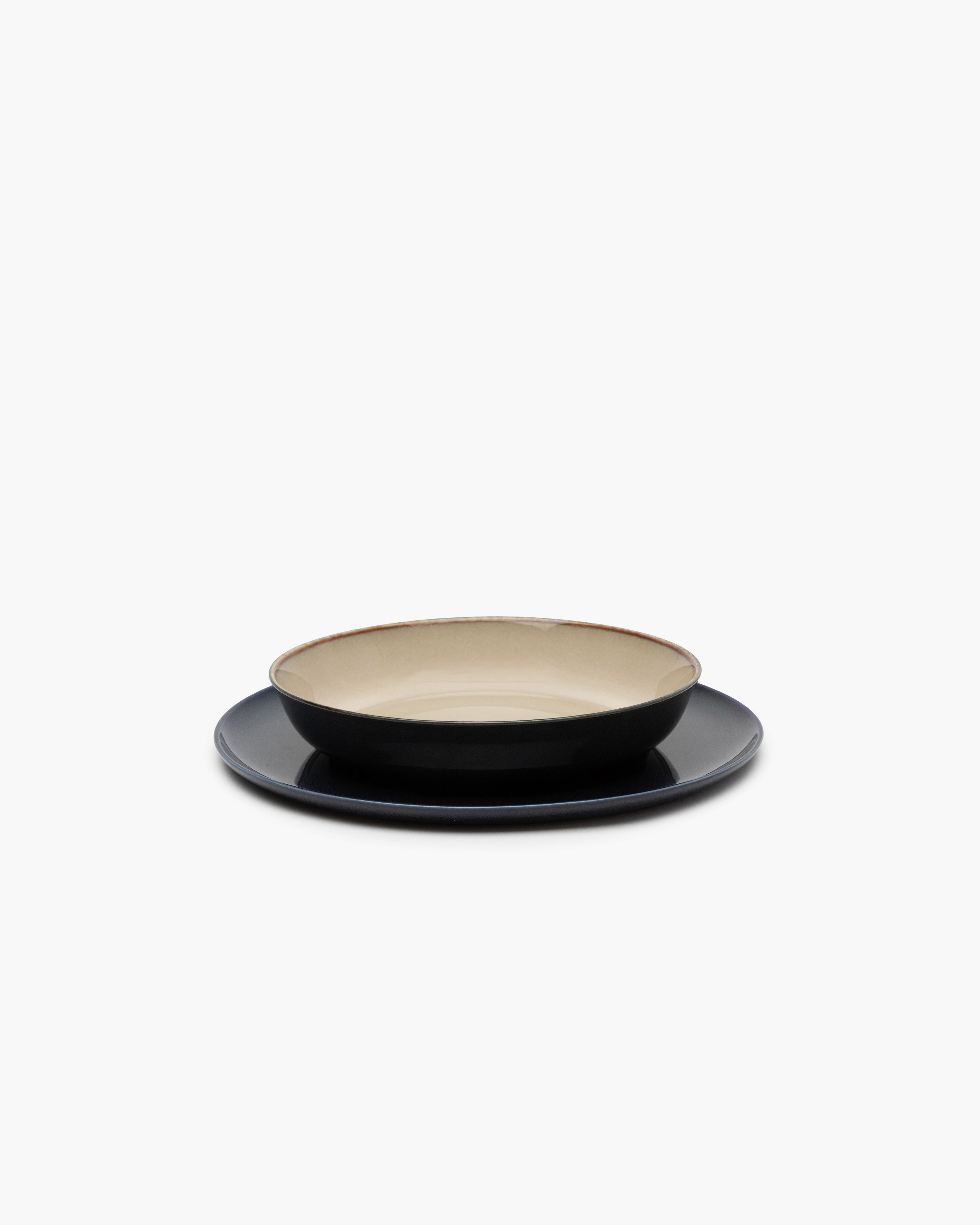 TERRES DE RÊVES Soup plate M, misty grey/dark blue
