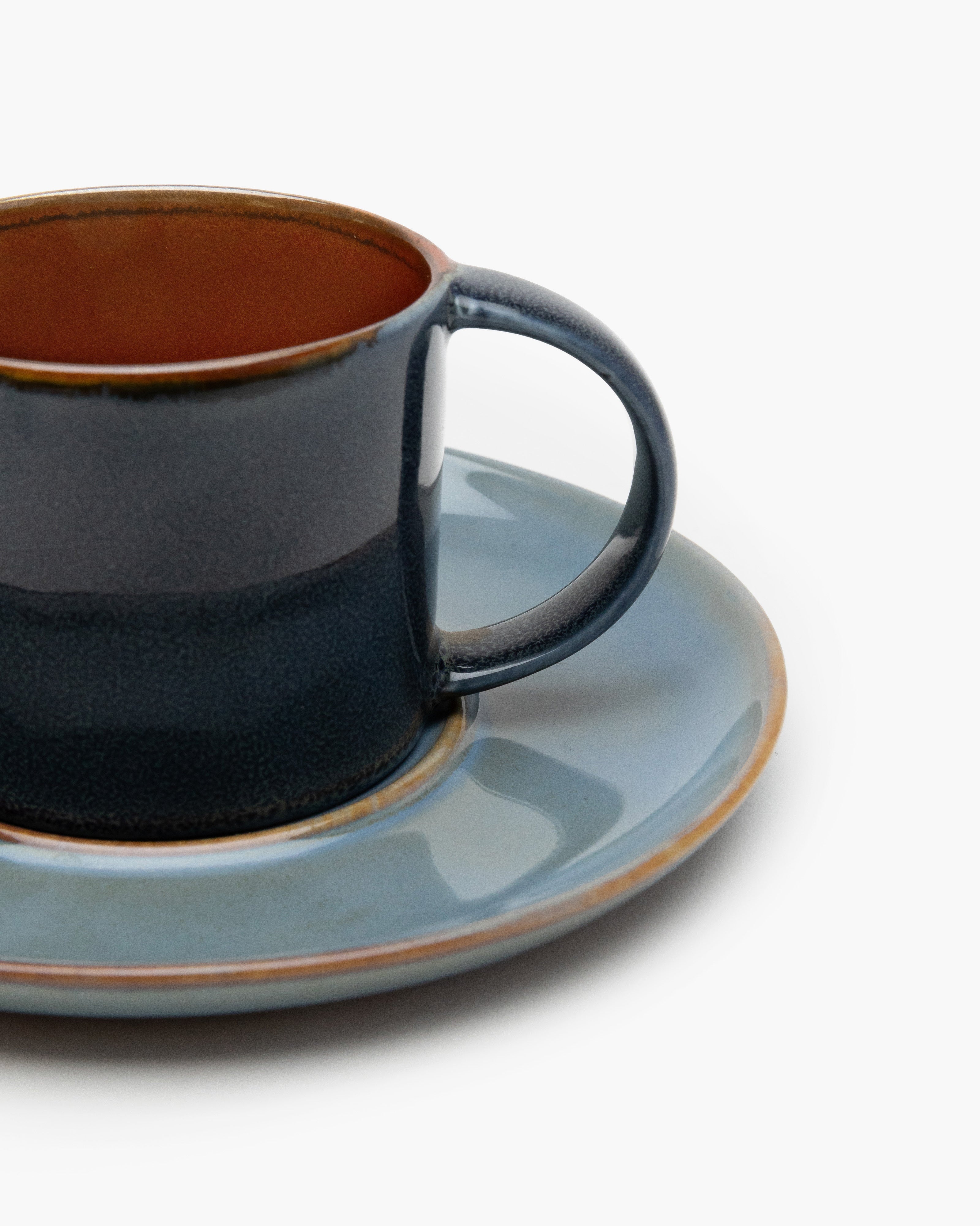 TERRES DE RÊVES Plate for espresso/tea cup, smoky blue