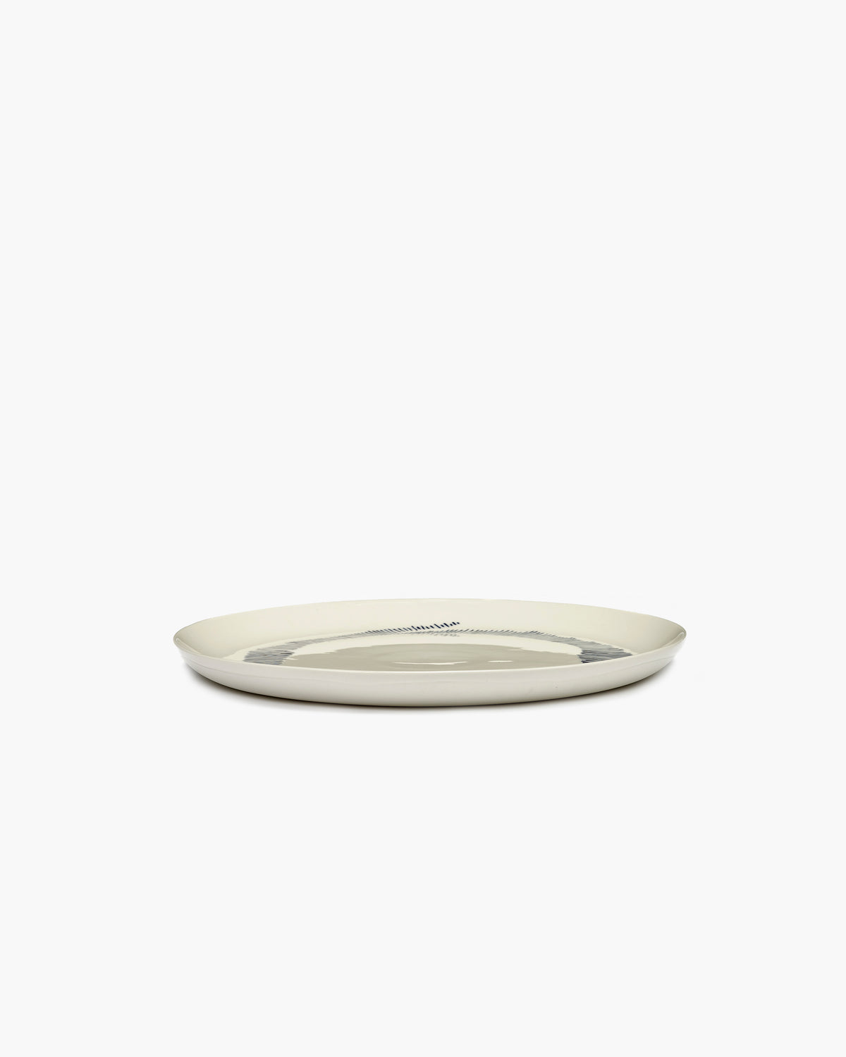 FEAST Dinner plate white swirl - blue stripes