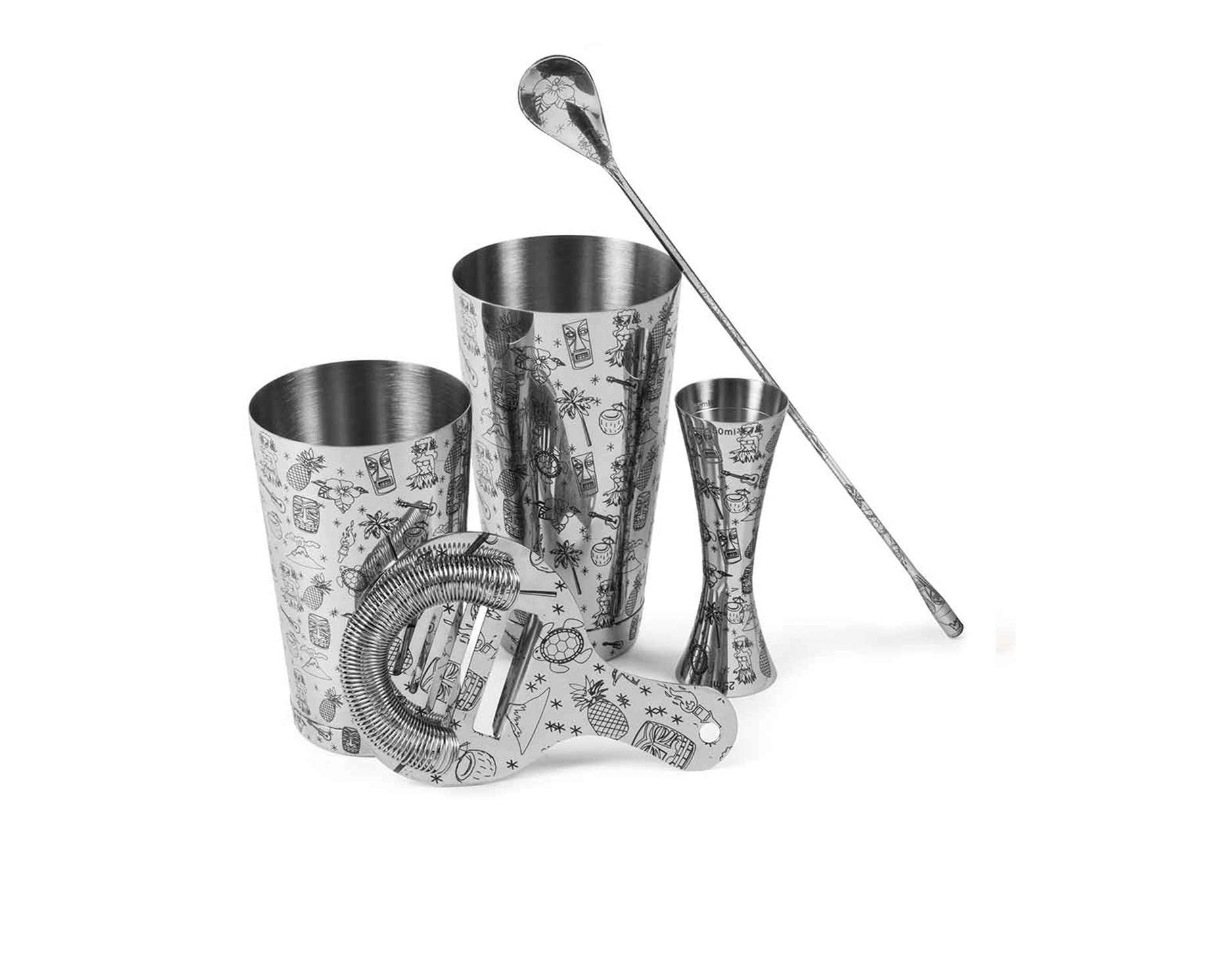 Tiki Stainless Steel 5 Piece Cocktail Set