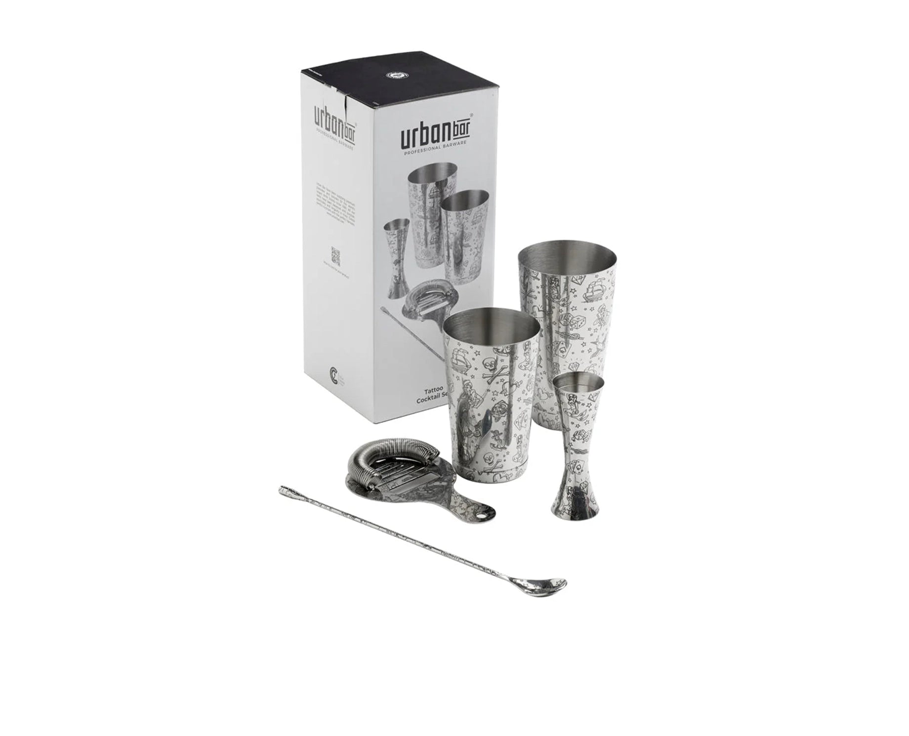 Tattoo Stainless Steel 5 Piece Cocktail Set