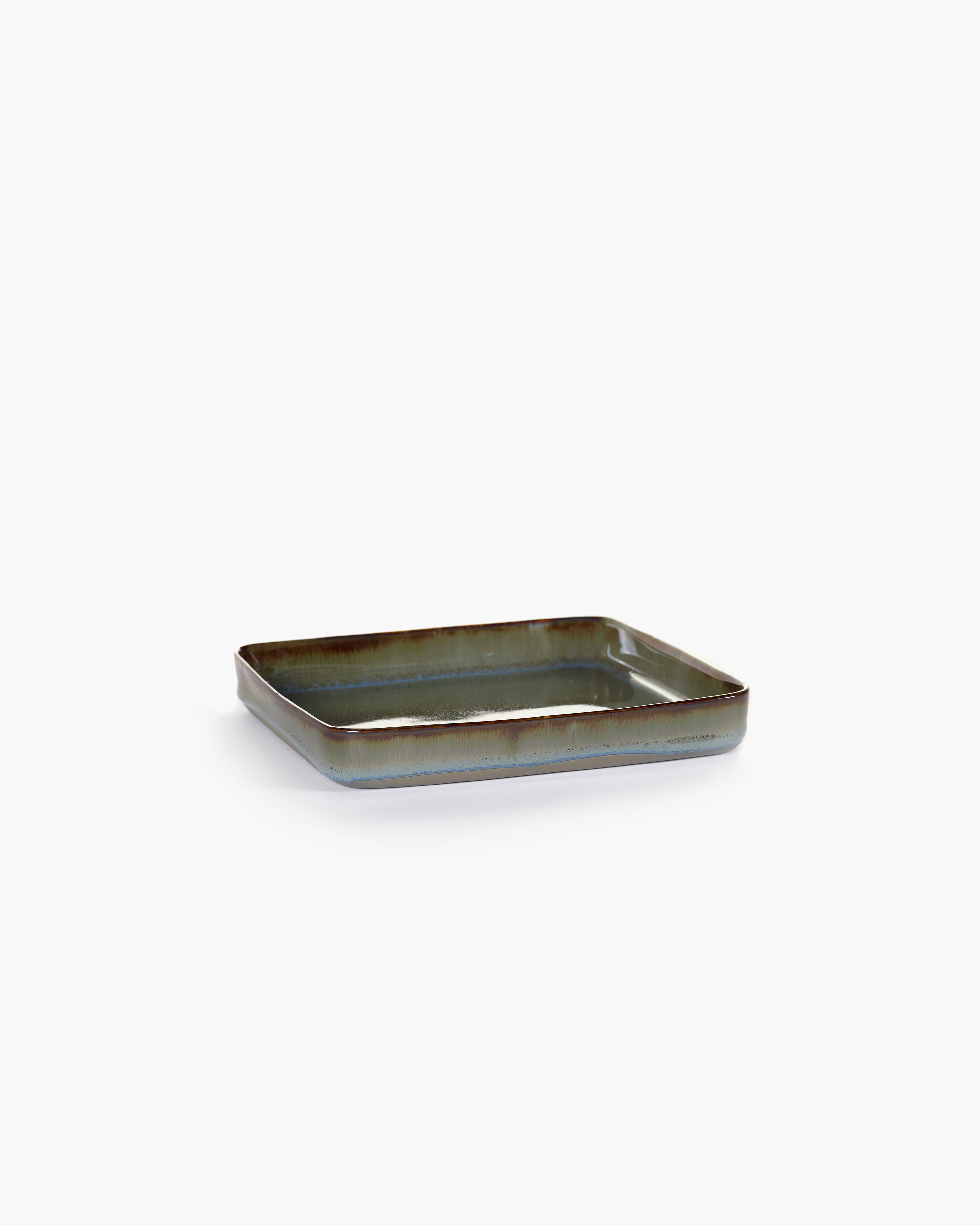 TERRES DE RÊVES Square plate, smoky blue