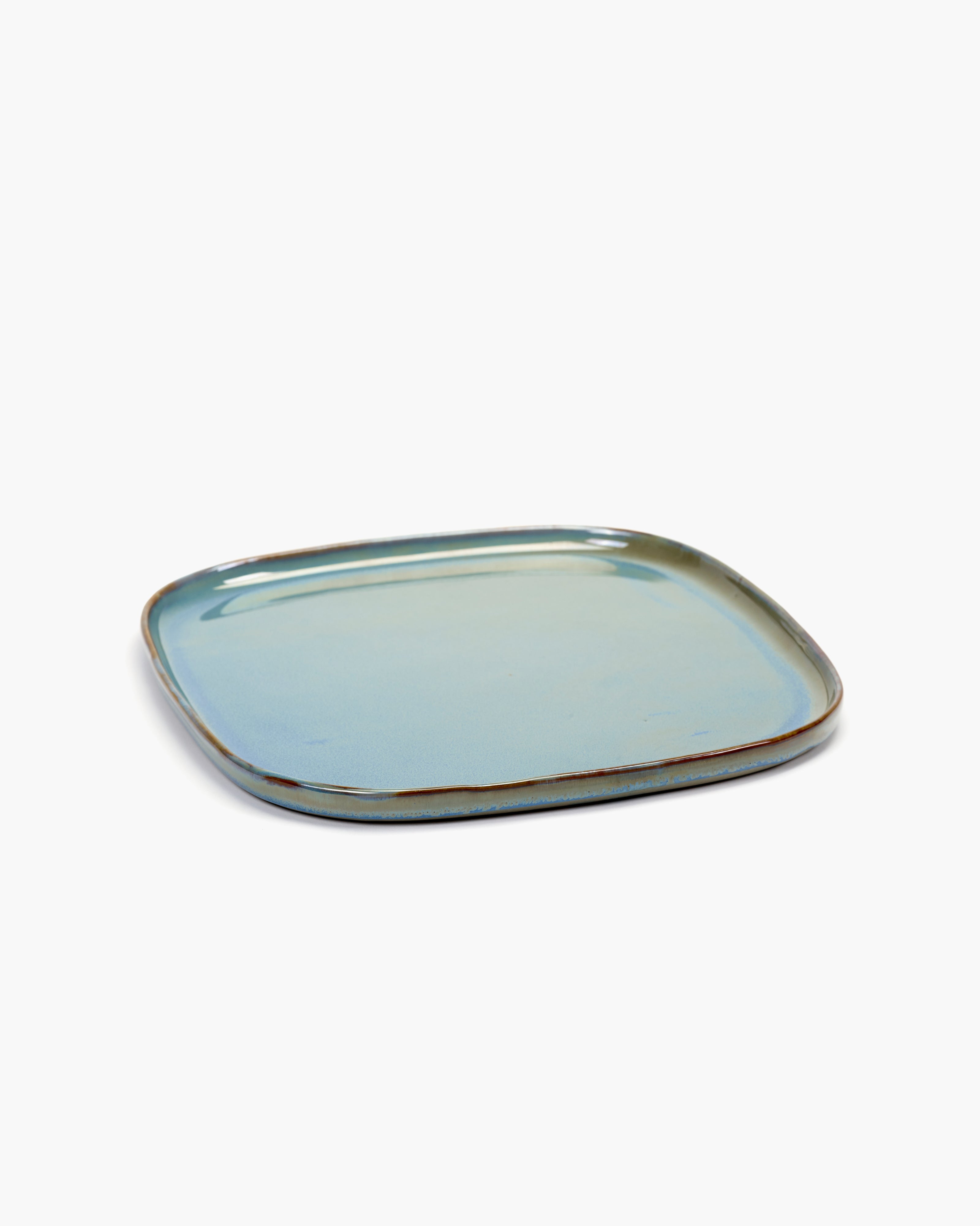 TERRES DE RÊVES Square plate L, smoky blue