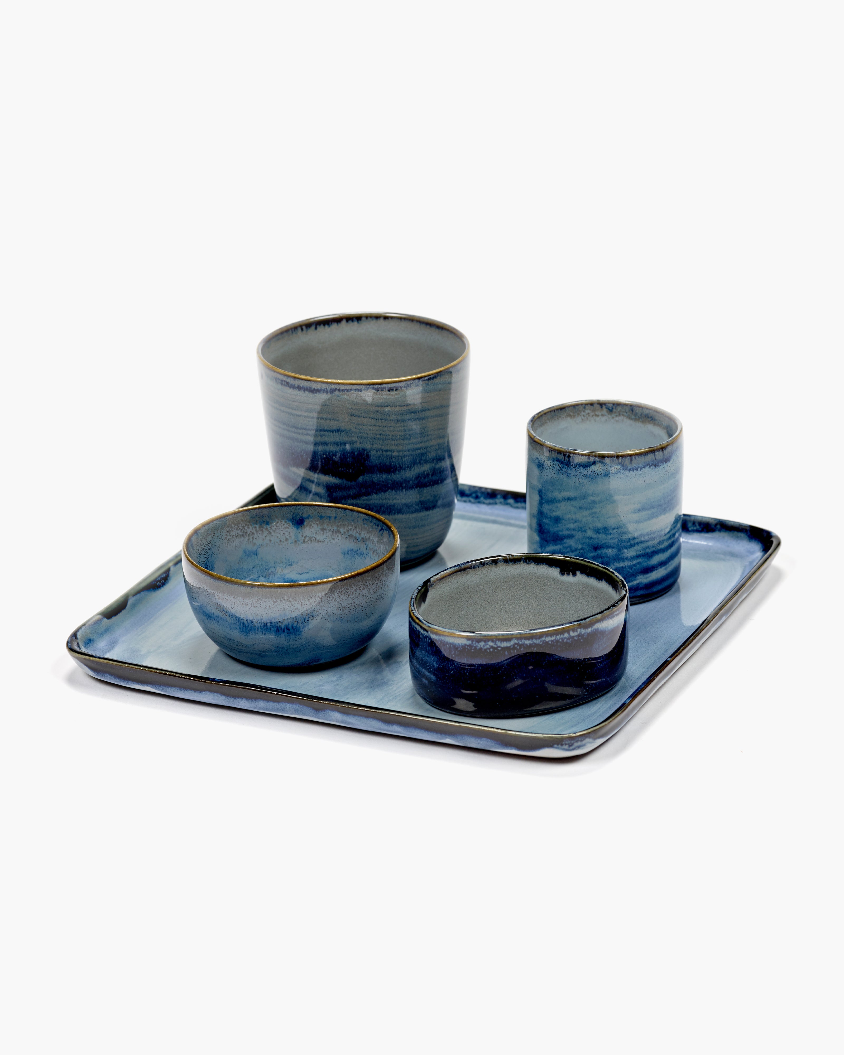 TERRES DE RÊVES Bowl S Cylinder Low, blue