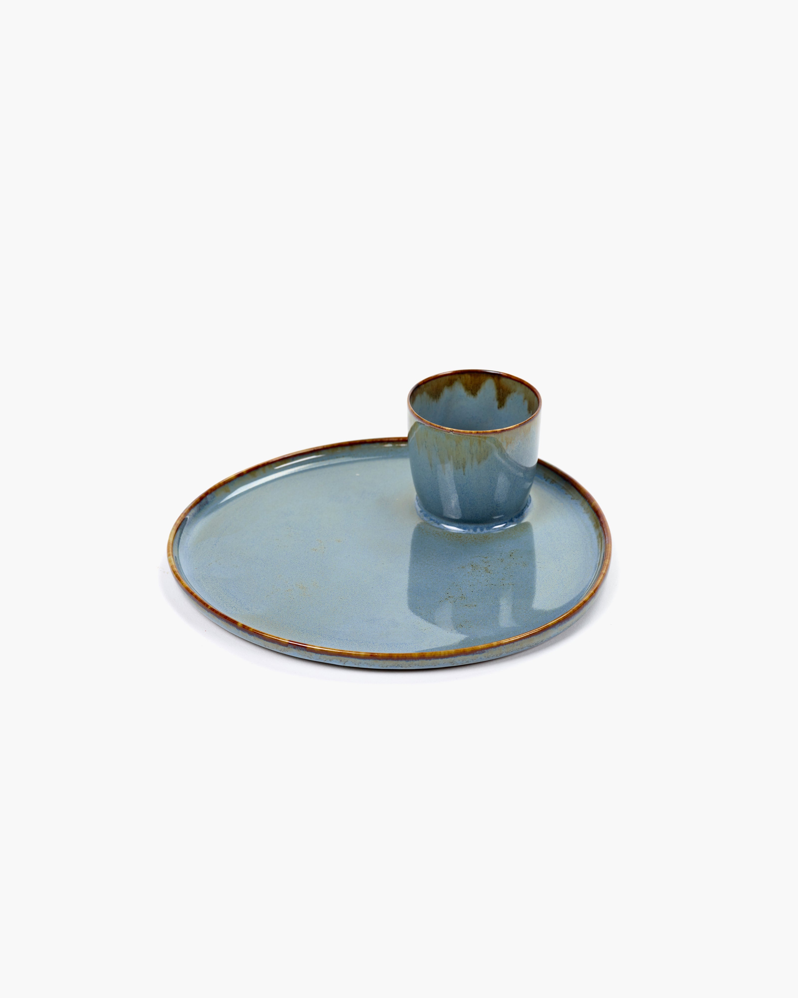 TERRES DE RÊVES Egg plate, smoky blue