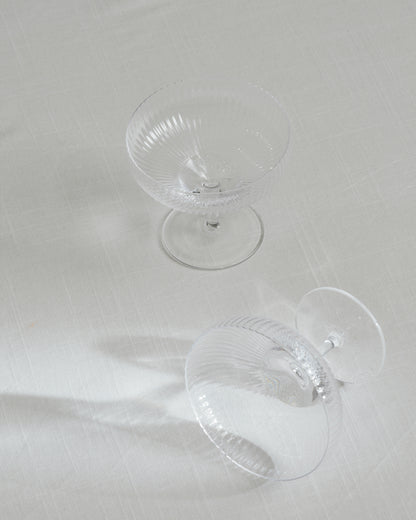 INKU Champagne coupe transparent ribbed glass, 150 ml