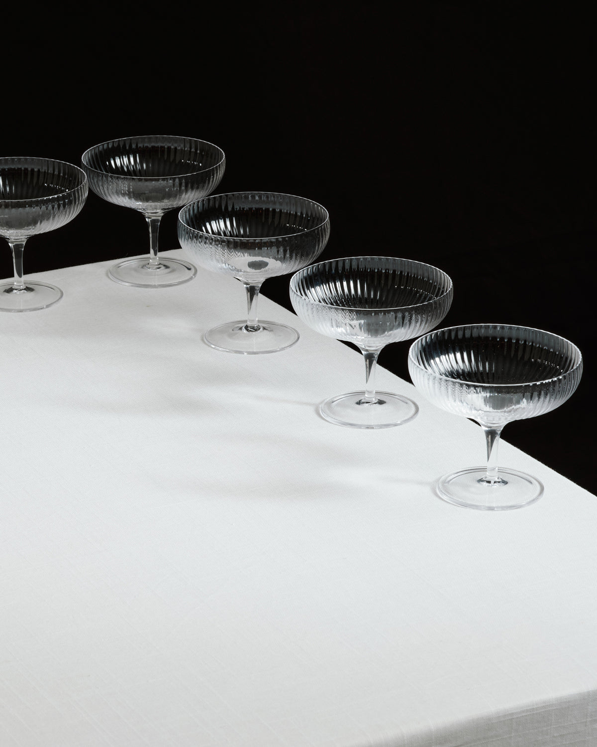 INKU Champagne coupe transparent ribbed glass, 150 ml