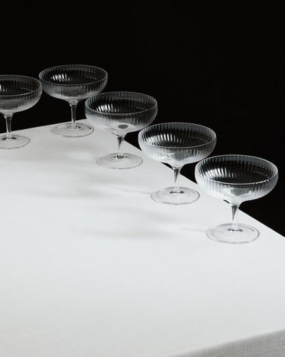INKU Champagne coupe transparent ribbed glass, 150 ml