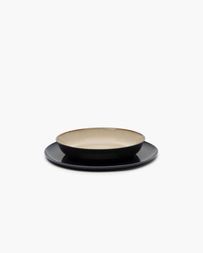 TERRES DE RÊVES Soup plate M, misty grey/dark blue