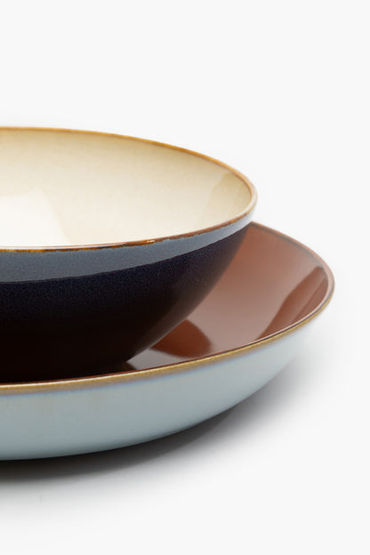 TERRES DE RÊVES Pasta plate, rust/smokey blue
