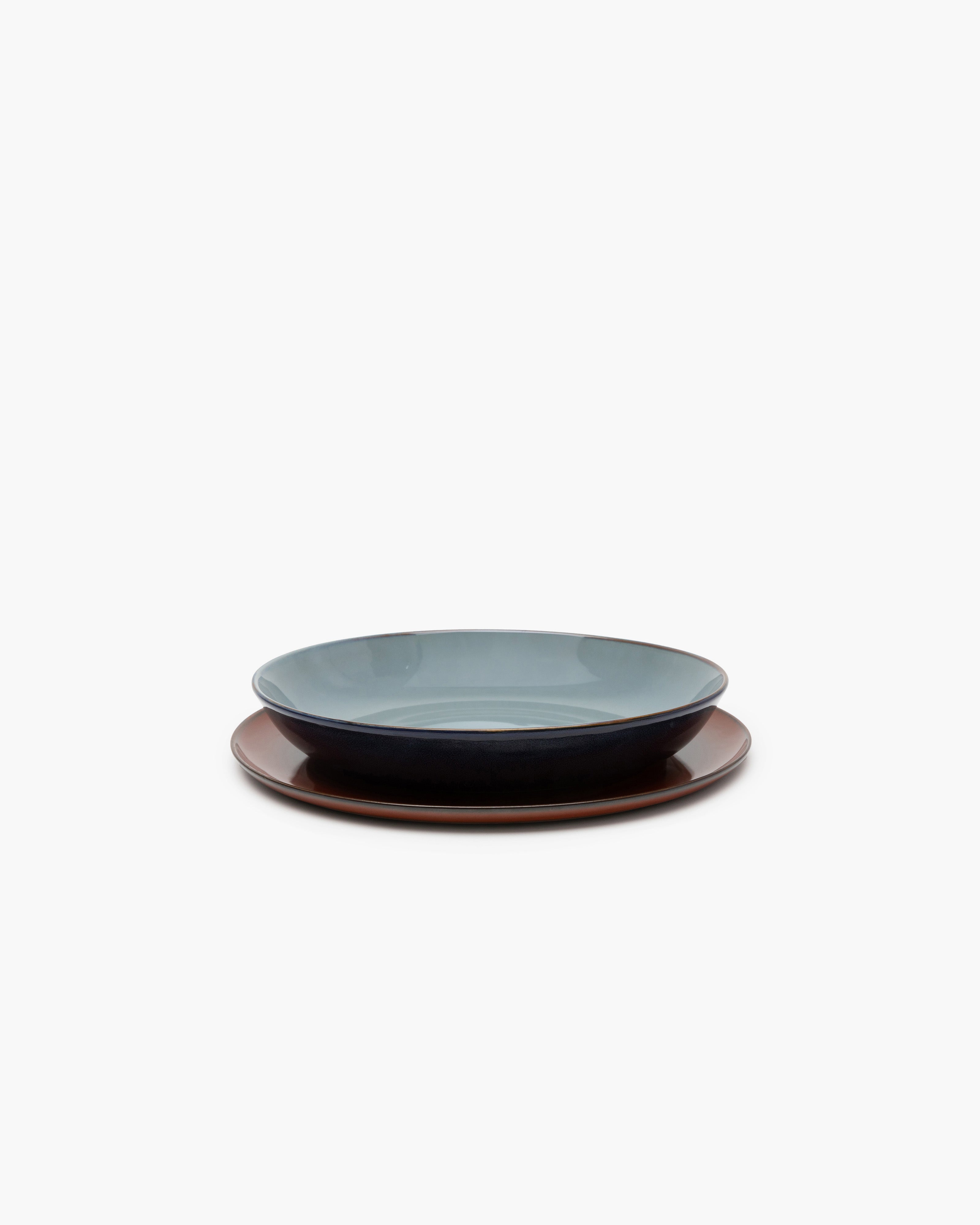 TERRES DE RÊVES Pasta plate, blue grey/dark blue