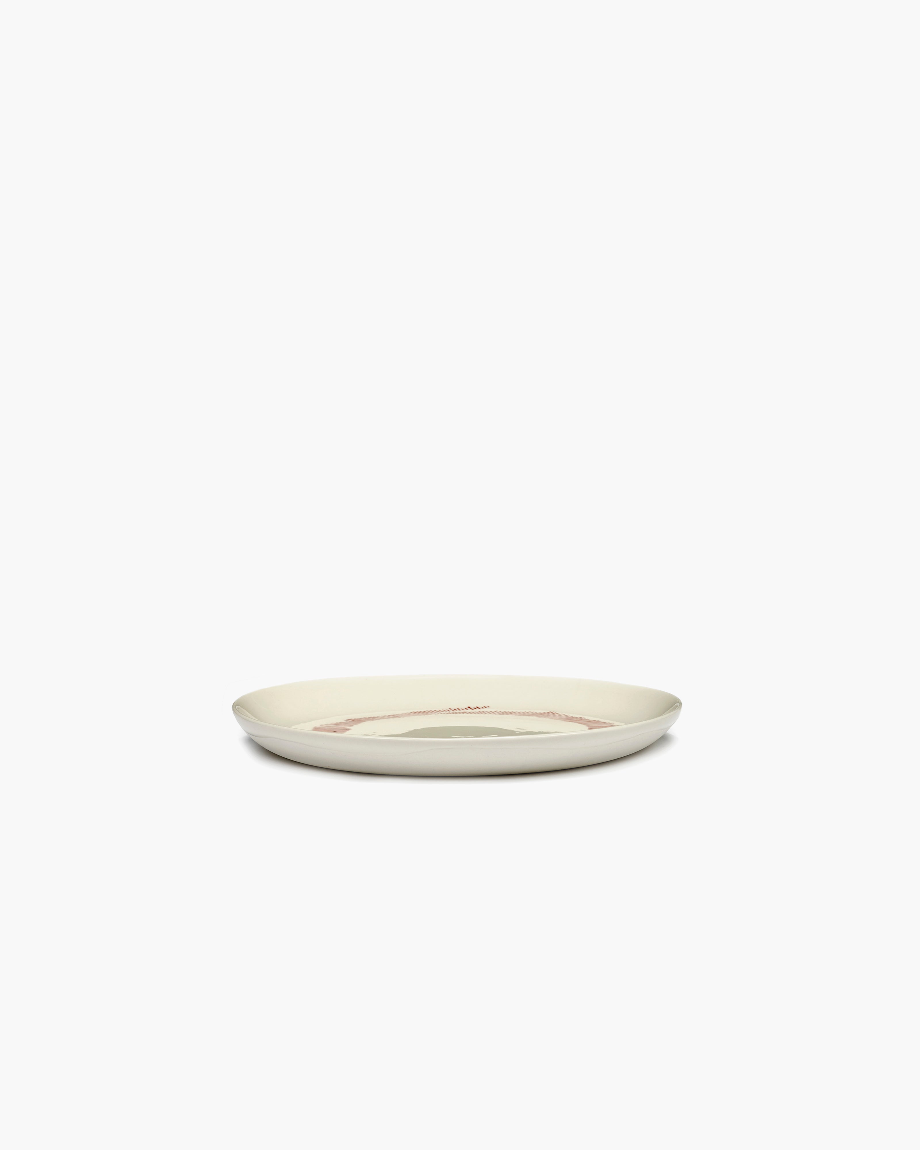 FEAST Breakfast plate white swirl - red stripes