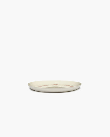 FEAST Breakfast plate white swirl - red stripes