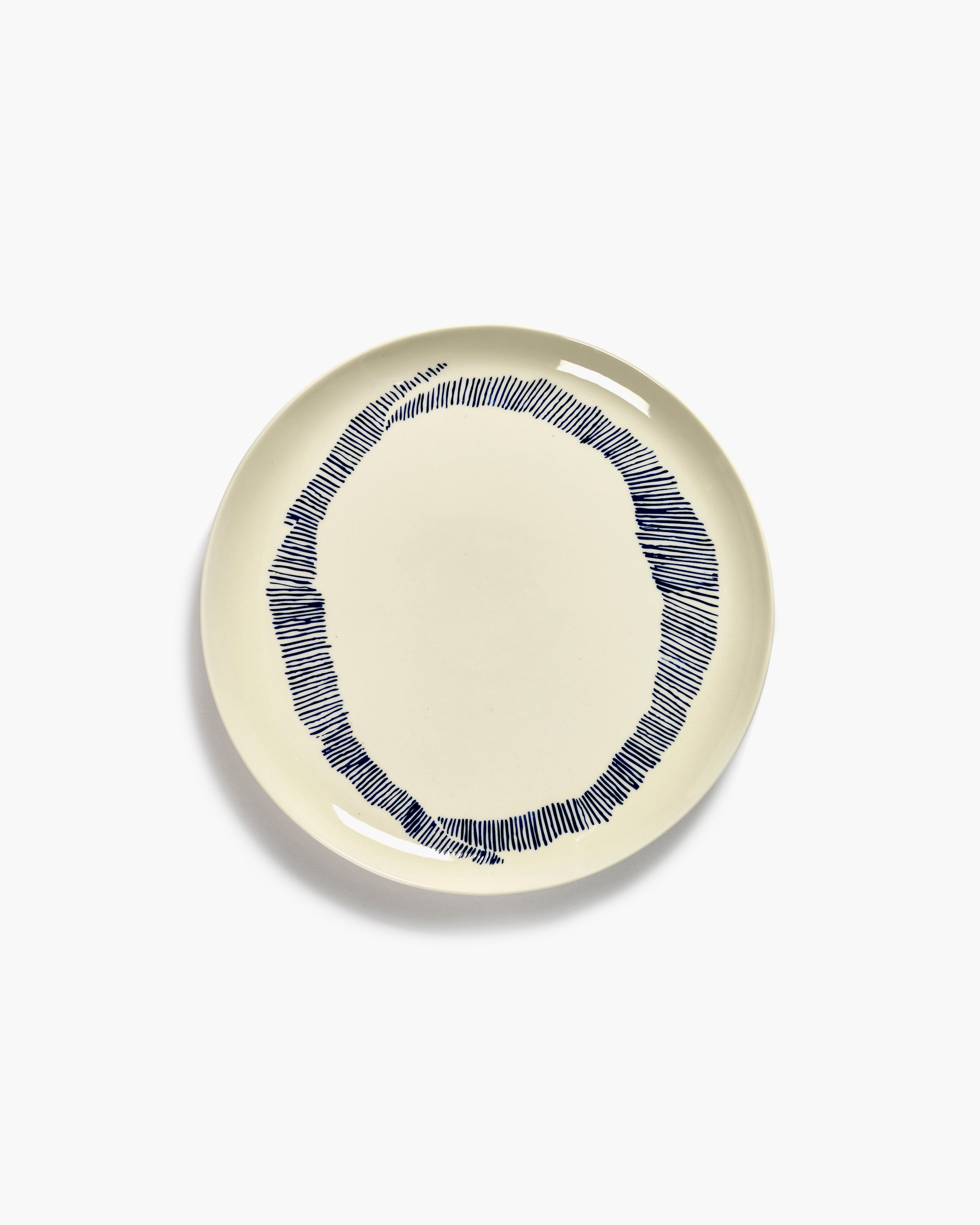 FEAST Dinner plate white swirl - blue stripes